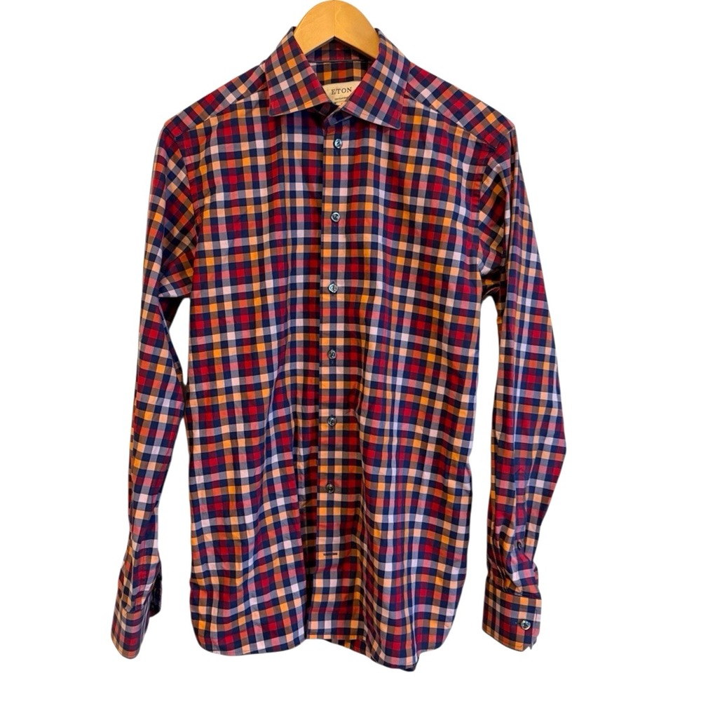 Eton Plaid Shirt Mens M 40‎ Check Long Sleeve Button Down Outdoors Casual Preppy